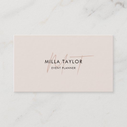 シックモダン赤面ピンクモノグラムフェミニンQRコード 名刺 (正面)