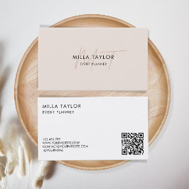 シックモダン赤面ピンクモノグラムフェミニンQRコード 名刺