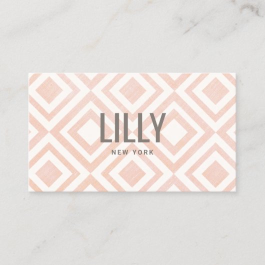シックモダン赤面ピンク幾何学模様ビジネス 名刺 (正面)