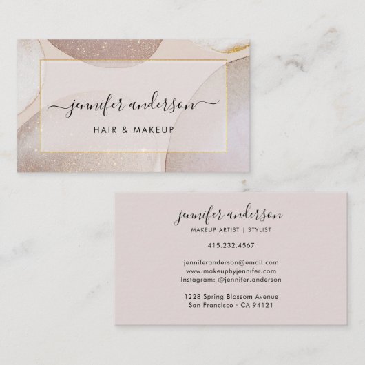 シックモダン赤面金ゴールドグリッター名刺 名刺 (正面/裏面)