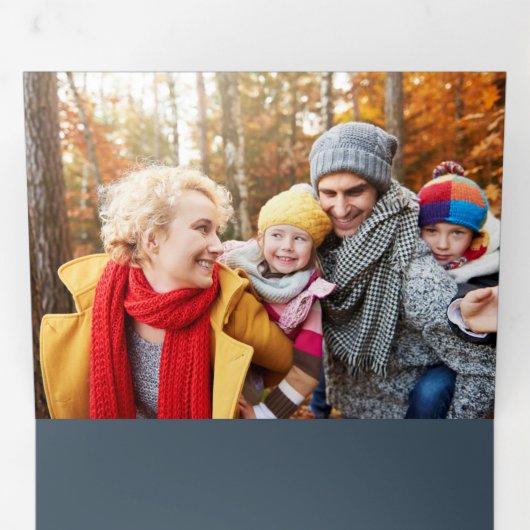 シックモダン金ゴールドアーチ付き/不透明バンド2 – 写真 三つ折りクリスマスカード (内部最初)