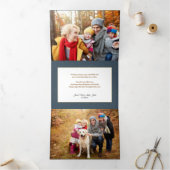 シックモダン金ゴールドアーチ付き/不透明バンド2 – 写真 三つ折りクリスマスカード (内部)