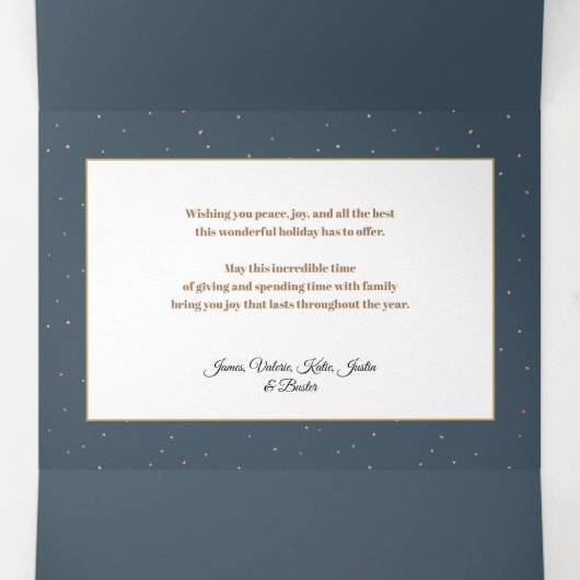 シックモダン金ゴールドアーチ付き/不透明バンド2 – 写真 三つ折りクリスマスカード (内部中)