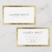 シックモダン金ゴールドエレガントホワイトラウンドのミニマル 名刺 (正面/裏面)