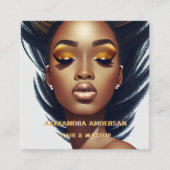 シックモダン金ゴールドグリッターまつ毛メイクアップサロン スクエア名刺 (正面)