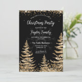 シックモダン金ゴールドグリッタークリスマスツリーパーティー 招待状 (スタンド正面)