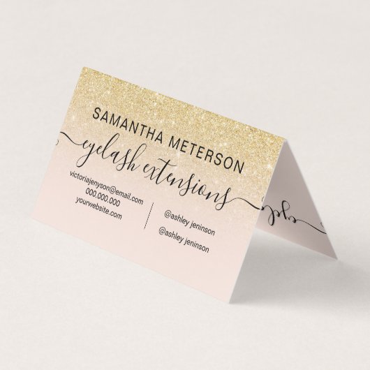 シックモダン金ゴールドグリッターグラデーション赤面アフターケア 名刺 (裏面)