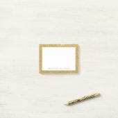 シックモダン金ゴールドグリッターパーソナライズされた ポストイット (デスク上)