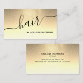 シックモダン金ゴールドグリッターヘアサロンヘアスタイリスト 名刺 (正面/裏面)