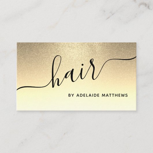 シックモダン金ゴールドグリッターヘアサロンヘアスタイリスト 名刺 (正面)