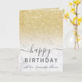 シックモダン金ゴールドグリッター大理石2フォトバースデー カード (黄色い花)