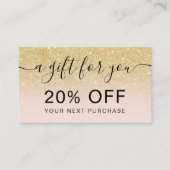 シックモダン金ゴールドグリッター赤面グラデーションプロフェッショナル 割引カード (正面)