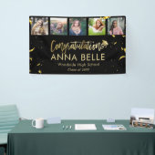 シックモダン金ゴールドスクリプトフォトコラージュ卒業 横断幕 (トレードショー)