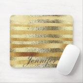 シックモダン金ゴールドストライプパーソナライズされた マウスパッド (マウス)