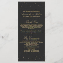 シックモダン金ゴールドスペックオンブラック結婚式 プログラム