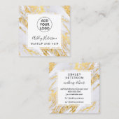 シックモダン金ゴールドフォイル大理石ロゴヘア化粧 スクエア名刺 (正面/裏面)