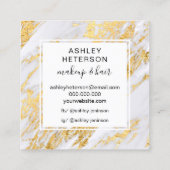 シックモダン金ゴールドフォイル大理石ロゴヘア化粧 スクエア名刺 (裏面)