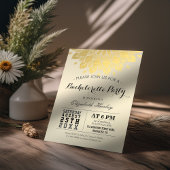 シックモダン金ゴールドフローラバチェロレッテ 招待状