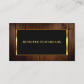 シックモダン金ゴールドブラックウッドパターンプロフェッショナル 名刺 (正面)