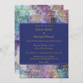 シックモダン金ゴールドペイズリー 招待状 (正面/裏面)