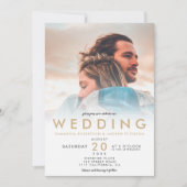 シックモダン金ゴールドホワグラデーションイシンプルト写真結婚s 招待状 (正面)