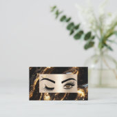 シックモダン金ゴールドメイクアップアイズ美しいサロンラッシュ 名刺 (スタンド正面)