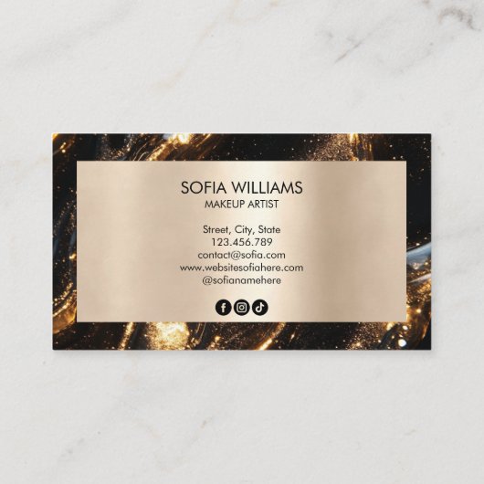 シックモダン金ゴールドメイクアップアイズ美しいサロンラッシュ 名刺 (裏面)