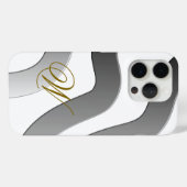 シックモダン金ゴールドモノグラム抽象芸術ホワイトグレー線 Case-Mate iPhoneケース (裏面 (横))