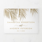 シックモダン金ゴールドヤシの木エレガントな結婚式 三つ折り招待状 (カバー)