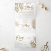 シックモダン金ゴールドヤシの木エレガントな結婚式 三つ折り招待状 (内部)