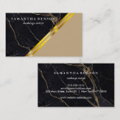 シックモダン金ゴールド幾何学白大理石 名刺 (正面/裏面)