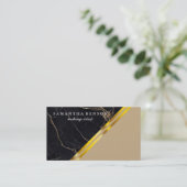 シックモダン金ゴールド幾何学白大理石 名刺 (スタンド正面)