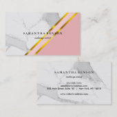 シックモダン金ゴールド幾何学白大理石 名刺 (正面/裏面)