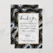 シックモダン金ゴールド白黒アゲートヘードストーンズ サンキューカード (正面/裏面)