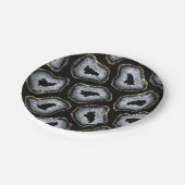 シックモダン金ゴールド白黒アゲートヘードストーンズ ペーパープレート (アングル)