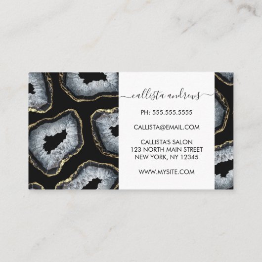 シックモダン金ゴールド白黒アゲートヘードストーンズ 名刺 (裏面)