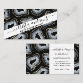シックモダン金ゴールド白黒アゲートヘードストーンズ 名刺 (正面/裏面)