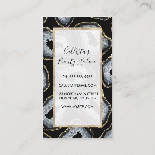 シックモダン金ゴールド白黒アゲートヘードストーンズ 紹介カード (裏面)