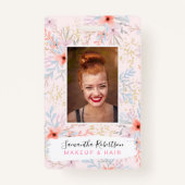 シックモダン金ゴールド絵を描フローラ従業員の写真パス バッジ (正面)