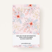 シックモダン金ゴールド絵を描フローラ従業員の写真パス バッジ (裏面)