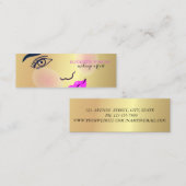シックモダン金ゴールド、女の子顔、メイクアップアーティスト スキニー名刺 (正面/裏面)