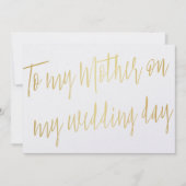 シックモダン金ゴールド「私の結婚式の日に母に」 カード (正面)
