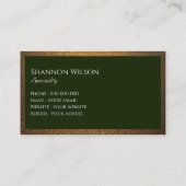 シックモダン銅グリッター金ゴールドグリーンフレーム 名刺 (裏面)