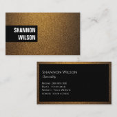 シックモダン銅グリッター金ゴールドブラックフレーム 名刺 (正面/裏面)
