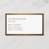 シックモダン銅グリッター金ゴールド白フレーム 名刺 (裏面)