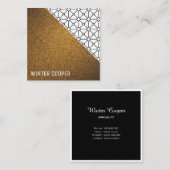 シックモダン銅金ゴールドグリッター幾何学模様 スクエア名刺 (正面/裏面)
