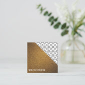 シックモダン銅金ゴールドグリッター幾何学模様 スクエア名刺 (スタンド正面)