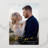 シックモダン2フォトゴールドフォイルサンキューカード 箔招待状 (正面)