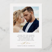 シックモダン2フォトゴールドフォイルサンキューカード 箔招待状 (裏面)