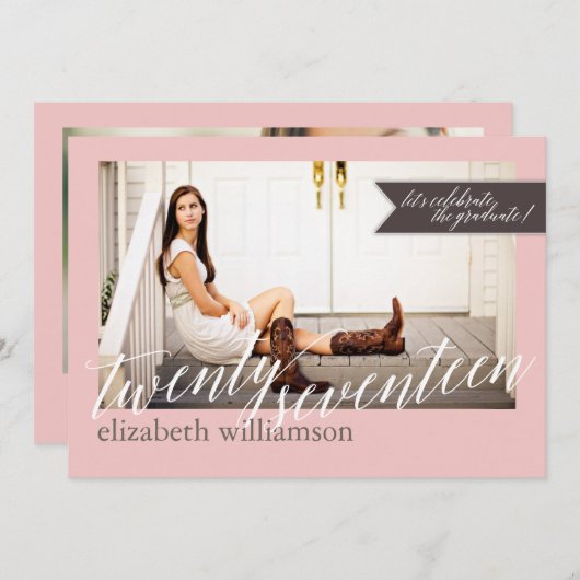 シックモダン2017写真卒業パーティー招待状 招待状 (正面/裏面)